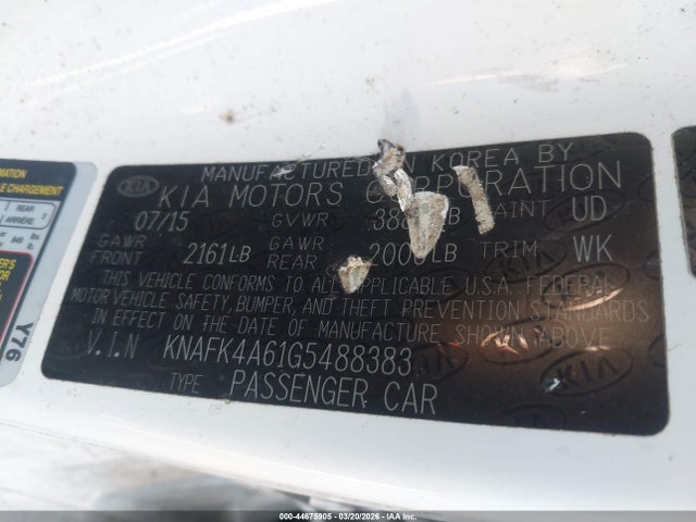 44675905 :رقم المزاد ، KNAFK4A61G5488383 vin ، 2016 Kia Forte Lx مزاد بيع
