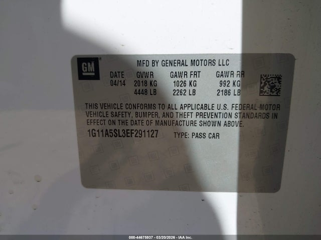 2014 CHEVROLET MALIBU 1G11A5SL3EF291127 Photo 8