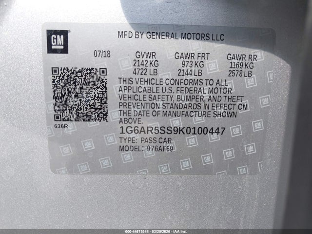 2019 CADILLAC CTS 1G6AR5SS9K0100447 Photo 8