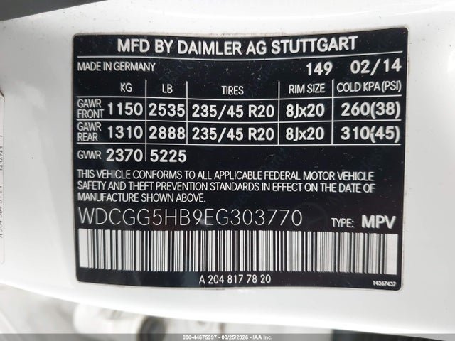 Aukcja sprzedaży 2014 Mercedes-benz Glk 350, vin: WDCGG5HB9EG303770, numer aukcji: 44675997