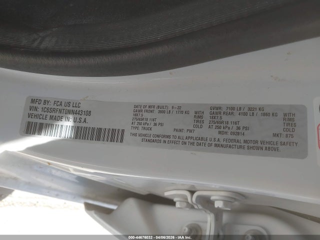 2022 RAM 1500 1C6SRFNT0NN443108 Photo 8