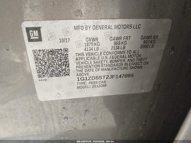 1G1ZD5ST2JF147895 Chevrolet MALIBU LT