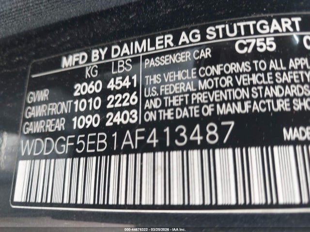 44676322 :رقم المزاد ، WDDGF5EB1AF413487 vin ، 2010 Mercedes-benz C 300 Luxury/sport مزاد بيع