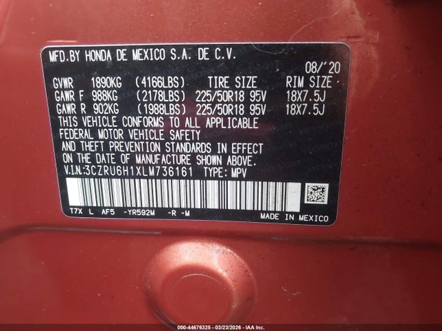 2020 HONDA HR-V 3CZRU6H1XLM736161 Photo 8