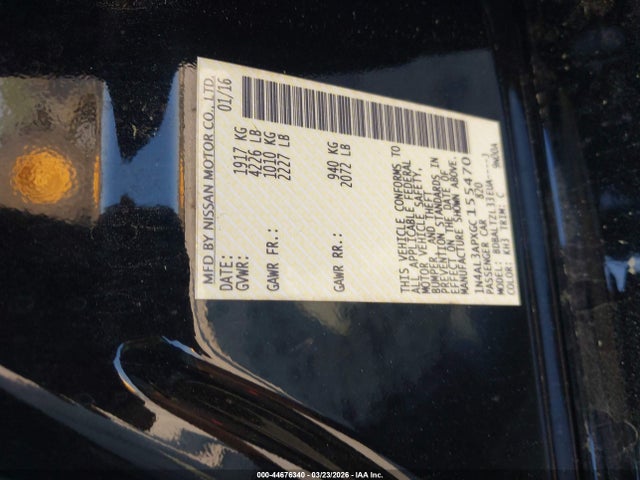 Aukcja sprzedaży 2016 Nissan Altima 2.5 Sl, vin: 1N4AL3APXGC155470, numer aukcji: 44676340