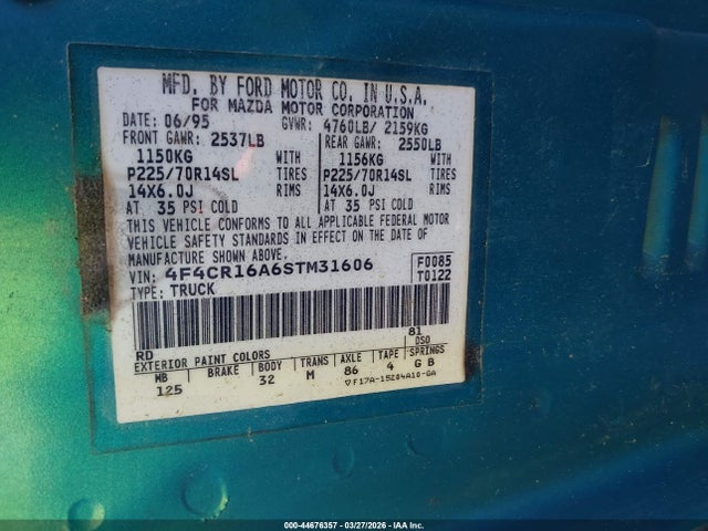 Продаж на аукціоні авто 1995 Mazda B2300 Cab Plus, vin: 4F4CR16A6STM31606, номер лоту: 44676357