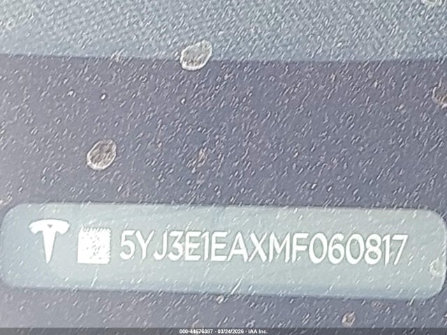2021 Tesla Model 3 Standard Range Plus Rear-wheel Drive მანქანა იყიდება აუქციონზე, vin: 5YJ3E1EAXMF060817, აუქციონის ნომერი: 44676387