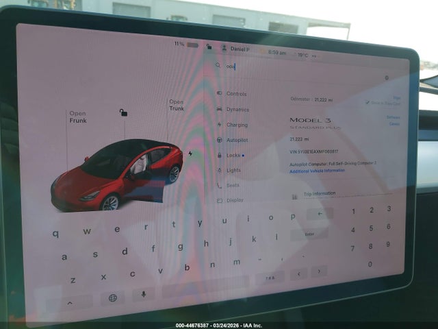 2021 Tesla Model 3 Standard Range Plus Rear-wheel Drive მანქანა იყიდება აუქციონზე, vin: 5YJ3E1EAXMF060817, აუქციონის ნომერი: 44676387