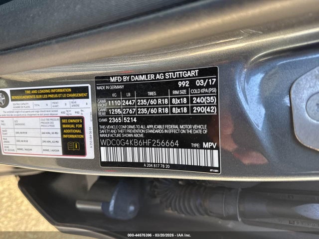 44676396 :رقم المزاد ، WDC0G4KB6HF256664 vin ، 2017 Mercedes-benz Glc 300 4matic مزاد بيع