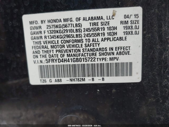 Продаж на аукціоні авто 2016 Acura Mdx Technology   Acurawatch Plus Packages/technology Package, vin: 5FRYD4H41GB015722, номер лоту: 44676433