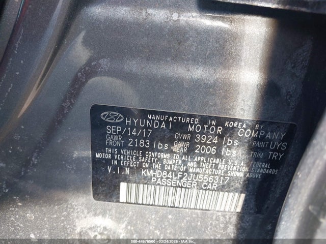 KMHD84LF2JU556317 Hyundai Elantra Value Edition