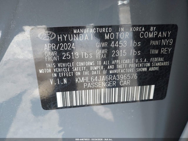 Aukcja sprzedaży 2024 Hyundai Sonata Sel, vin: KMHL64JA6RA396576, numer aukcji: 44676533