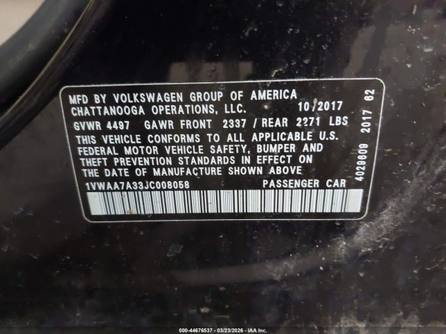 2018 VOLKSWAGEN PASSAT 1VWAA7A33JC008058 Photo 8