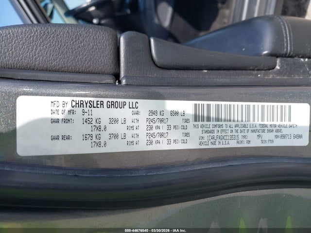 Продаж на аукціоні авто 2012 Jeep Grand Cherokee Laredo, vin: 1C4RJFAGXCC135315, номер лоту: 44676540