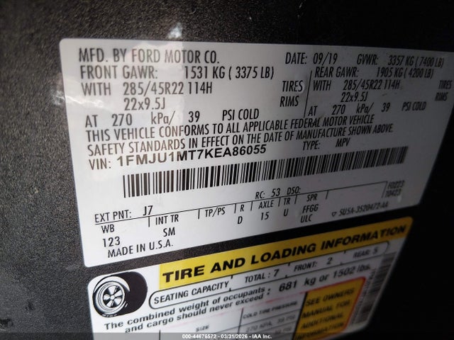 1FMJU1MT7KEA86055 Ford Expedition Platinum