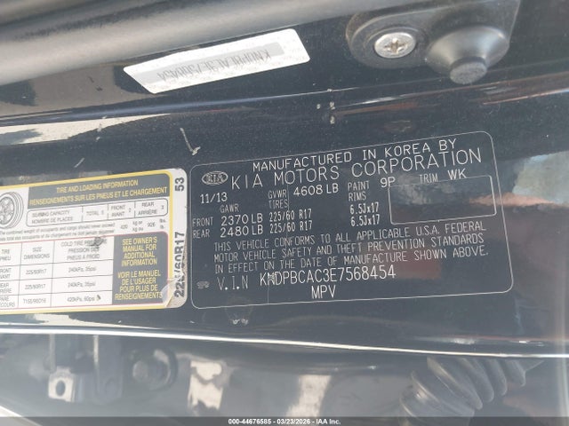 44676585 :رقم المزاد ، KNDPBCAC3E7568454 vin ، 2014 Kia Sportage Lx مزاد بيع