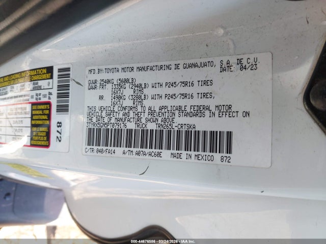 Продажа на аукционе авто 2023 Toyota Tacoma Sr, vin: 3TYRX5GN5PT079176, номер лота: 44676586