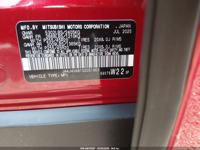 2025 MITSUBISHI OUTLANDER JA4J4VA81SZ051963 Photo 8