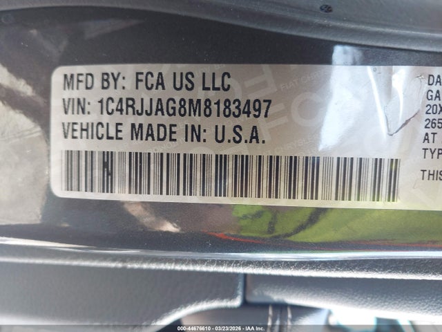 44676610 :رقم المزاد ، 1C4RJJAG8M8183497 vin ، 2021 Jeep Grand Cherokee L Altitude 4x2 مزاد بيع