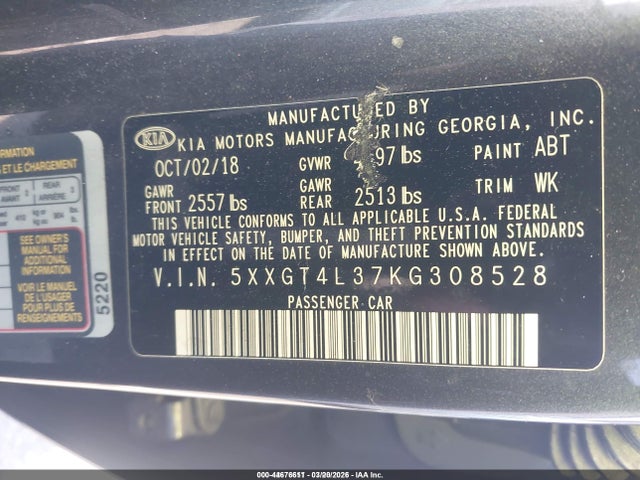KIA Optima Lx 2019 5XXGT4L37KG308528 Image 9