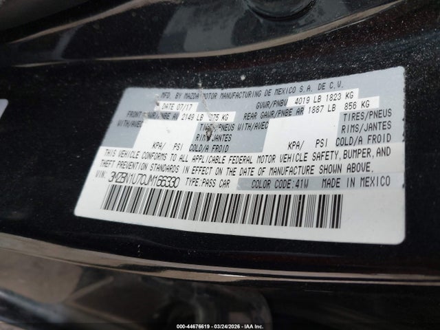 Продаж на аукціоні авто 2018 Mazda Mazda3 Sport, vin: 3MZBN1U70JM166330, номер лоту: 44676619