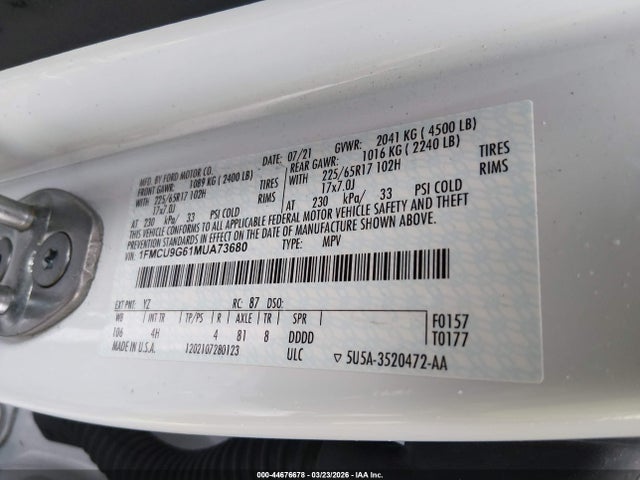 1FMCU9G61MUA73680 Ford ESCAPE SE