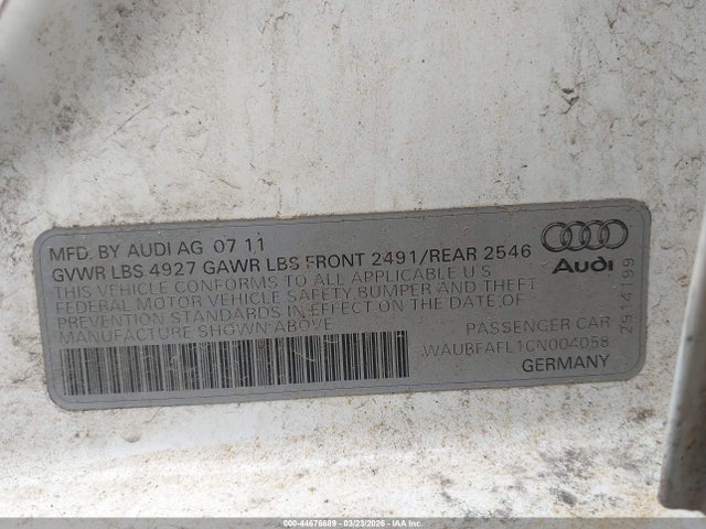2012 AUDI A4 WAUBFAFL1CN004058 Photo 8