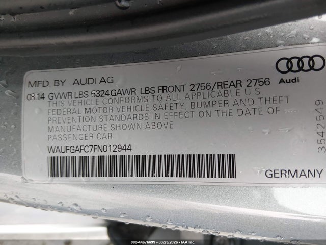 Aukcja sprzedaży 2015 Audi A6 3.0t Premium Plus, vin: WAUFGAFC7FN012944, numer aukcji: 44676699