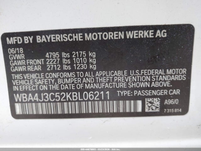 Продаж на аукціоні авто 2019 Bmw 430i Gran Coupe Xdrive, vin: WBA4J3C52KBL06211, номер лоту: 44676903