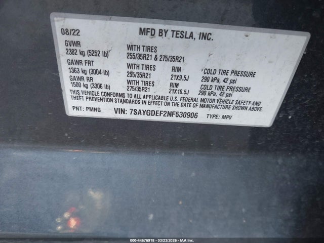 Продажа на аукционе авто 2022 Tesla Model Y Performance Dual Motor All-wheel Drive, vin: 7SAYGDEF2NF530906, номер лота: 44676918