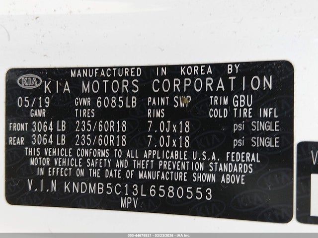 KNDMB5C13L6580553 KIA SEDONA EX