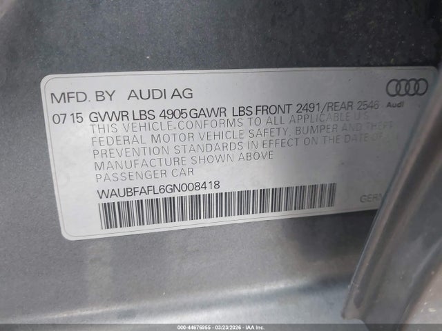 2016 AUDI A4 WAUBFAFL6GN008418 Photo 8
