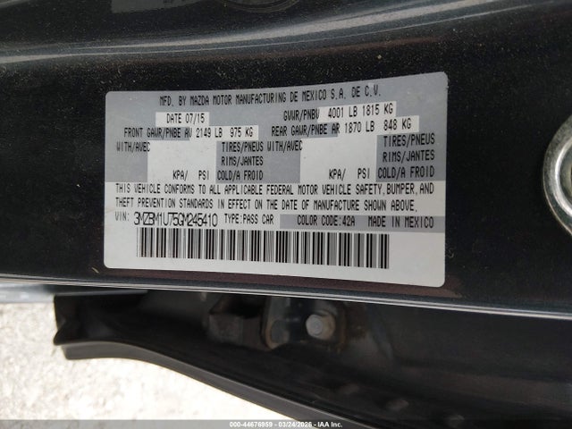 2016 Mazda Mazda3 I Sport მანქანა იყიდება აუქციონზე, vin: 3MZBM1U75GM245410, აუქციონის ნომერი: 44676959