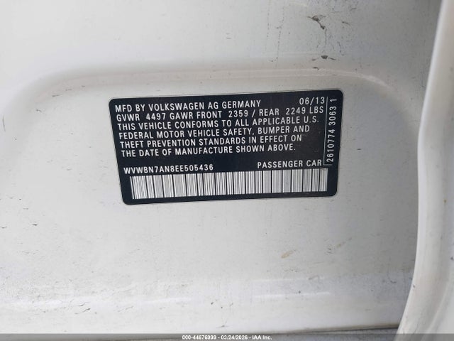 2014 VOLKSWAGEN CC WVWBN7AN8EE505436 Photo 8