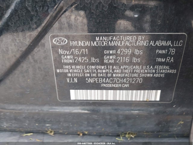 2012 HYUNDAI SONATA 5NPEB4AC7CH421270 Photo 8