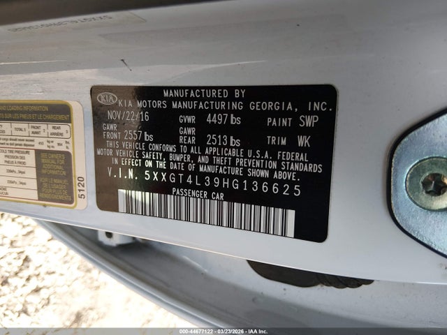 5XXGT4L39HG136625 KIA Optima Lx