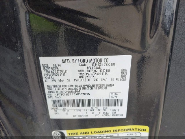 Ford F-150 Stx 2014 1FTFX1EF4EKE07615 Image 9