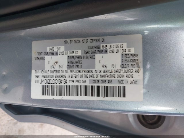 Aukcja sprzedaży 2012 Mazda Mazda5 Grand Touring, vin: JM1CW2DL9C0134134, numer aukcji: 44677150