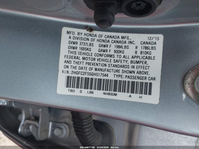 Продаж на аукціоні авто 2016 Honda Civic Lx, vin: 2HGFC2F55GH517544, номер лоту: 44677168