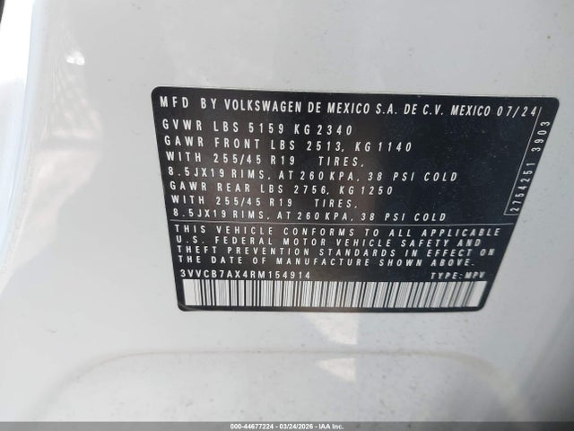 Продаж на аукціоні авто 2024 Volkswagen Tiguan 2.0t Se R-line Black, vin: 3VVCB7AX4RM154914, номер лоту: 44677224