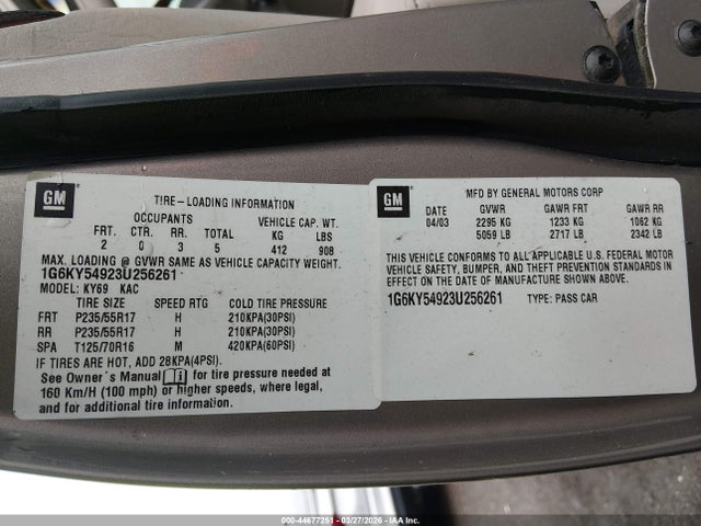 2003 CADILLAC SEVILLE 1G6KY54923U256261 Photo 8