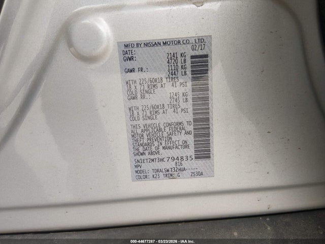 Nissan Rogue Hybrid Sl 2017 5N1ET2MT3HC794835 Image 9