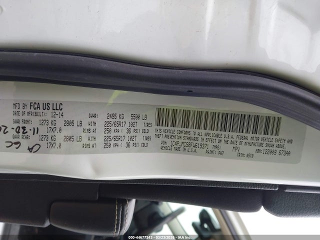Aukcja sprzedaży 2015 Jeep Cherokee Latitude, vin: 1C4PJMCS8FW619371, numer aukcji: 44677343