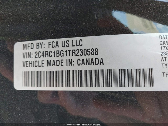 44677354 :رقم المزاد ، 2C4RC1BG1TR230588 vin ، 2026 Chrysler Pacifica Select مزاد بيع