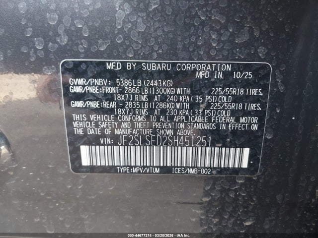 Продажа на аукционе авто 2025 Subaru Forester Premium Hybrid, vin: JF2SLSED2SH451251, номер лота: 44677374