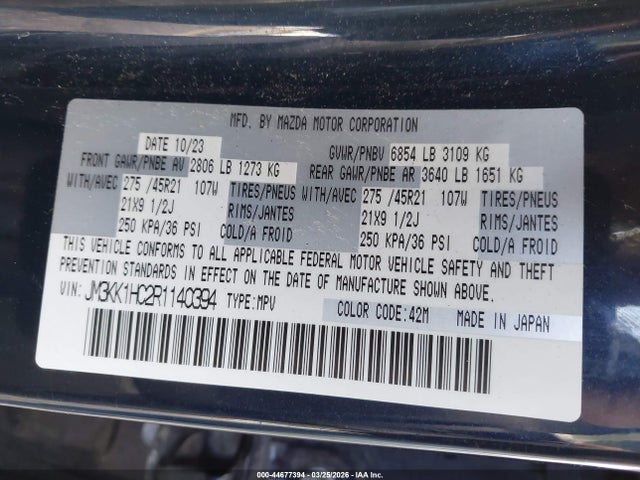 JM3KK1HC2R1140394 Mazda Cx-90 3.3 Turbo S