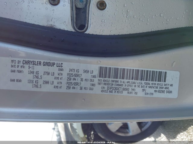 Продаж на аукціоні авто 2012 Dodge Journey Sxt, vin: 3C4PDCBGXCT180903, номер лоту: 44677414