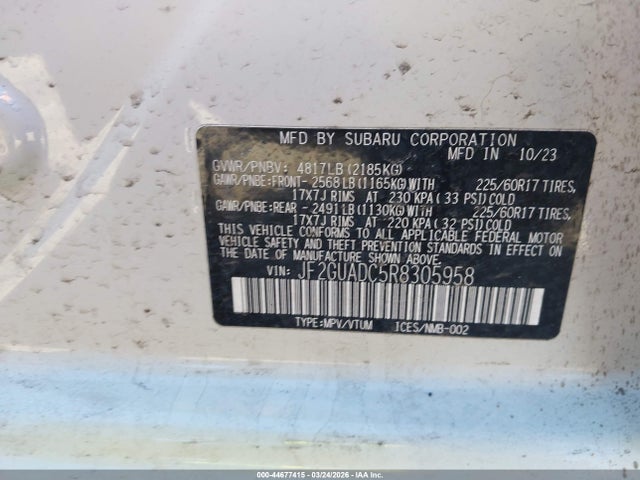 44677415 :رقم المزاد ، JF2GUADC5R8305958 vin ، 2024 Subaru Crosstrek Premium مزاد بيع
