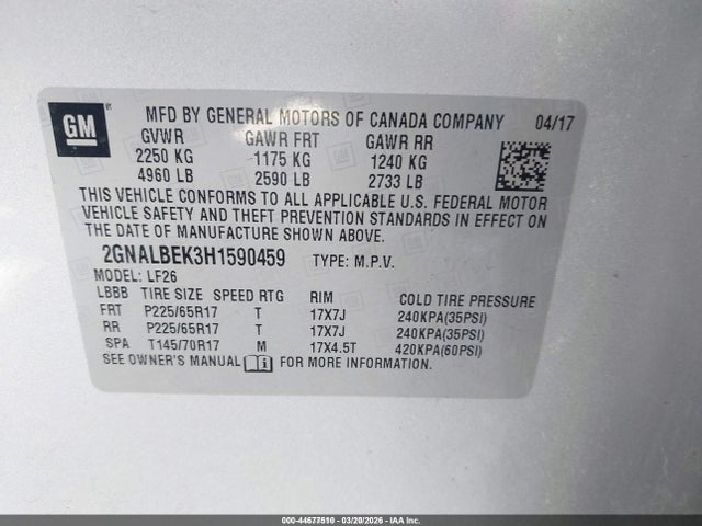 2GNALBEK3H1590459 Chevrolet EQUINOX LS