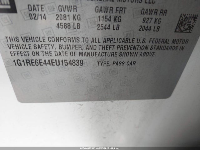Auction sale of the 2014 Chevrolet Volt, vin: 1G1RE6E44EU154839, lot number: 44677513